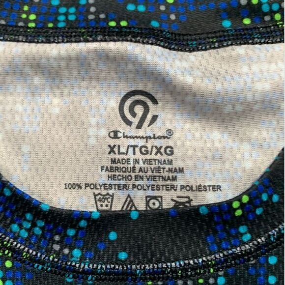 C9 Champion Top Blue Green Geometric Design Long Sleeve Active Base Layer Shirt - Picture 8 of 9